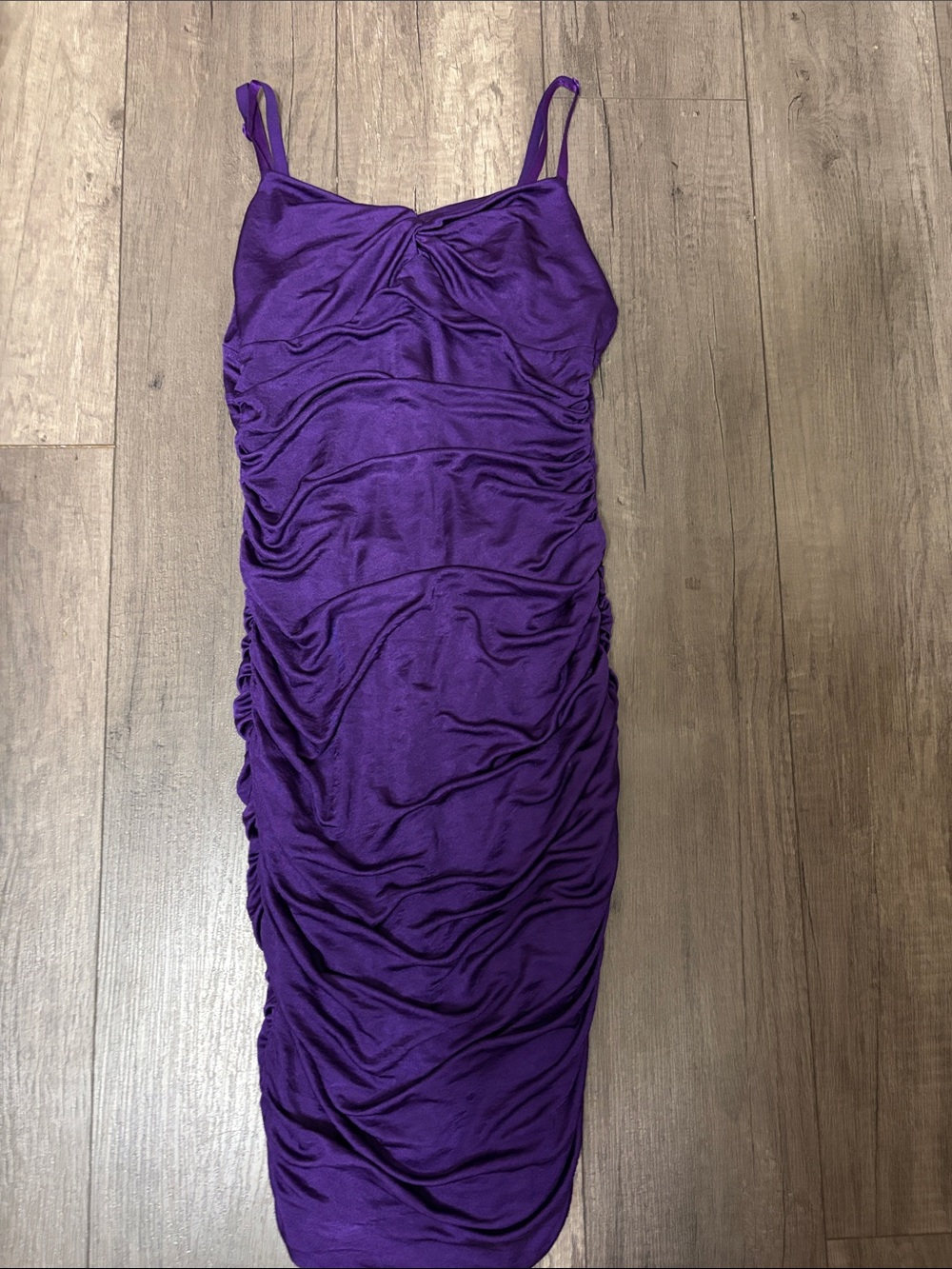 Marciano Purple Ruched Midi Slip Dress